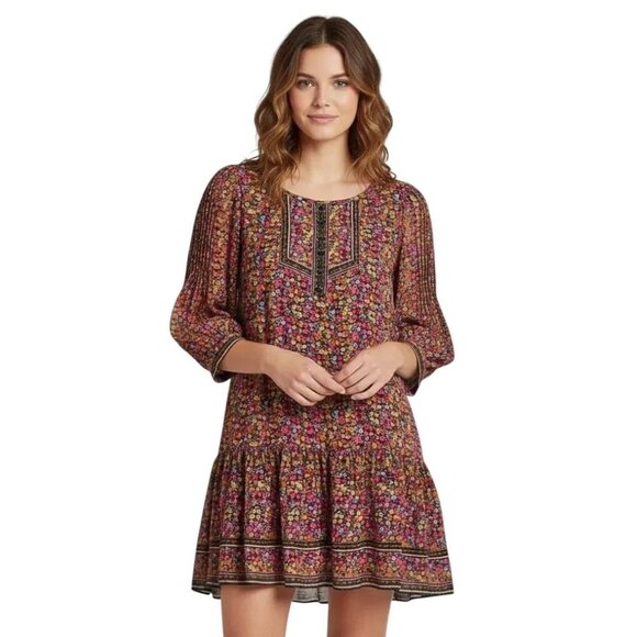 London Times Dresses & Skirts - London Times Women's Ditsy Floral Lined 3/4 Sleeve Ruffle Hem Swing Dress Size 6